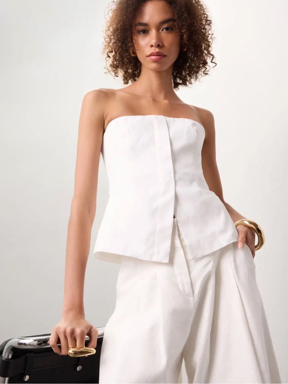 A.L.C. Structured White Linen Bustier Top